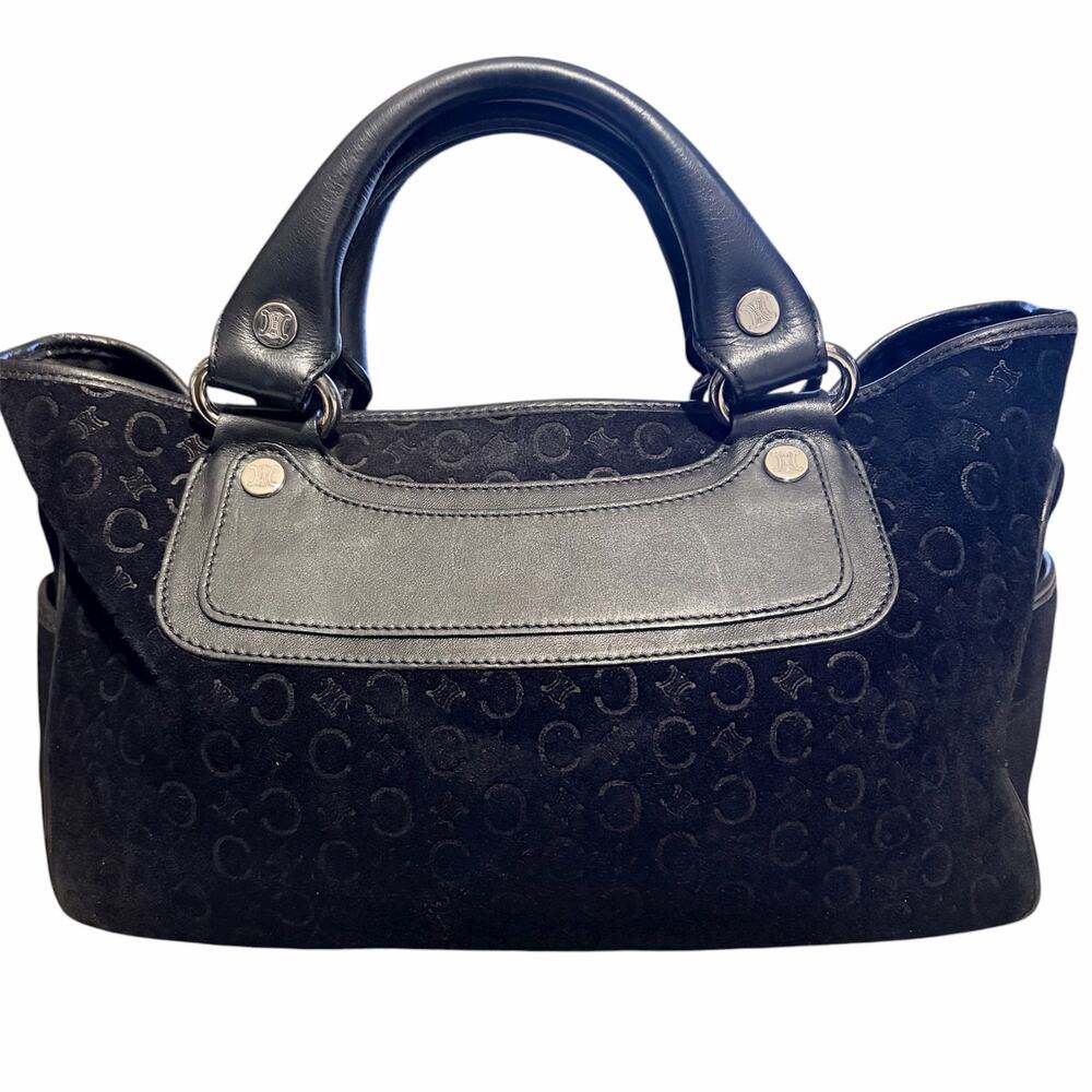 Céline Boogie Bag — Black C Macadam Monogram Suede-Silver Hardware Made in Italy - Picture 2 of 12